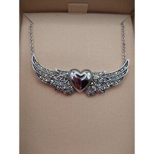 Winged Heart Pendant Necklace With Crystal Accents In Gift Box By Kirks Folly